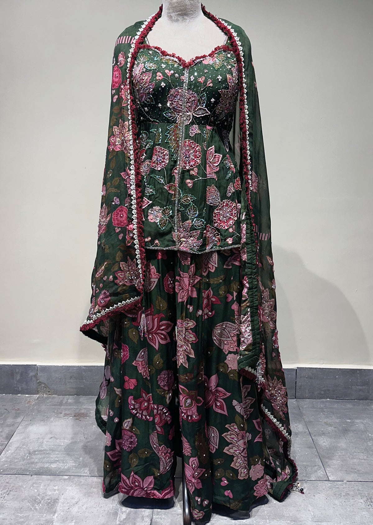 Mehndi Green Georgette Sharara Set