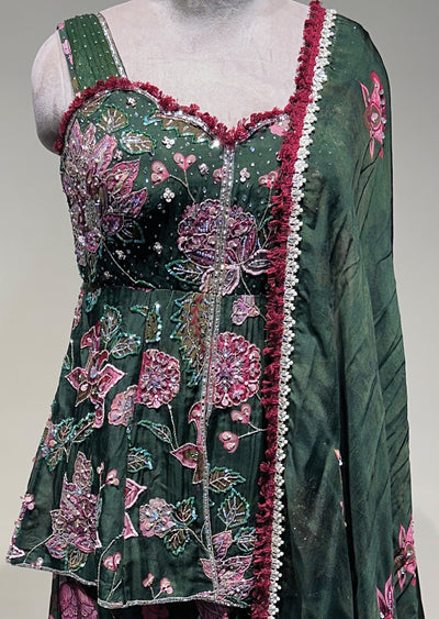 Mehndi Green Georgette Sharara Set