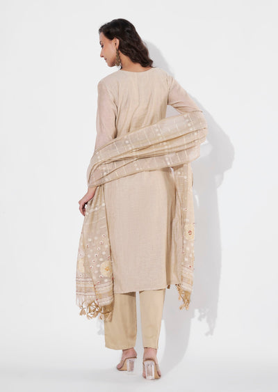 Natural Chanderi Straight cut suit