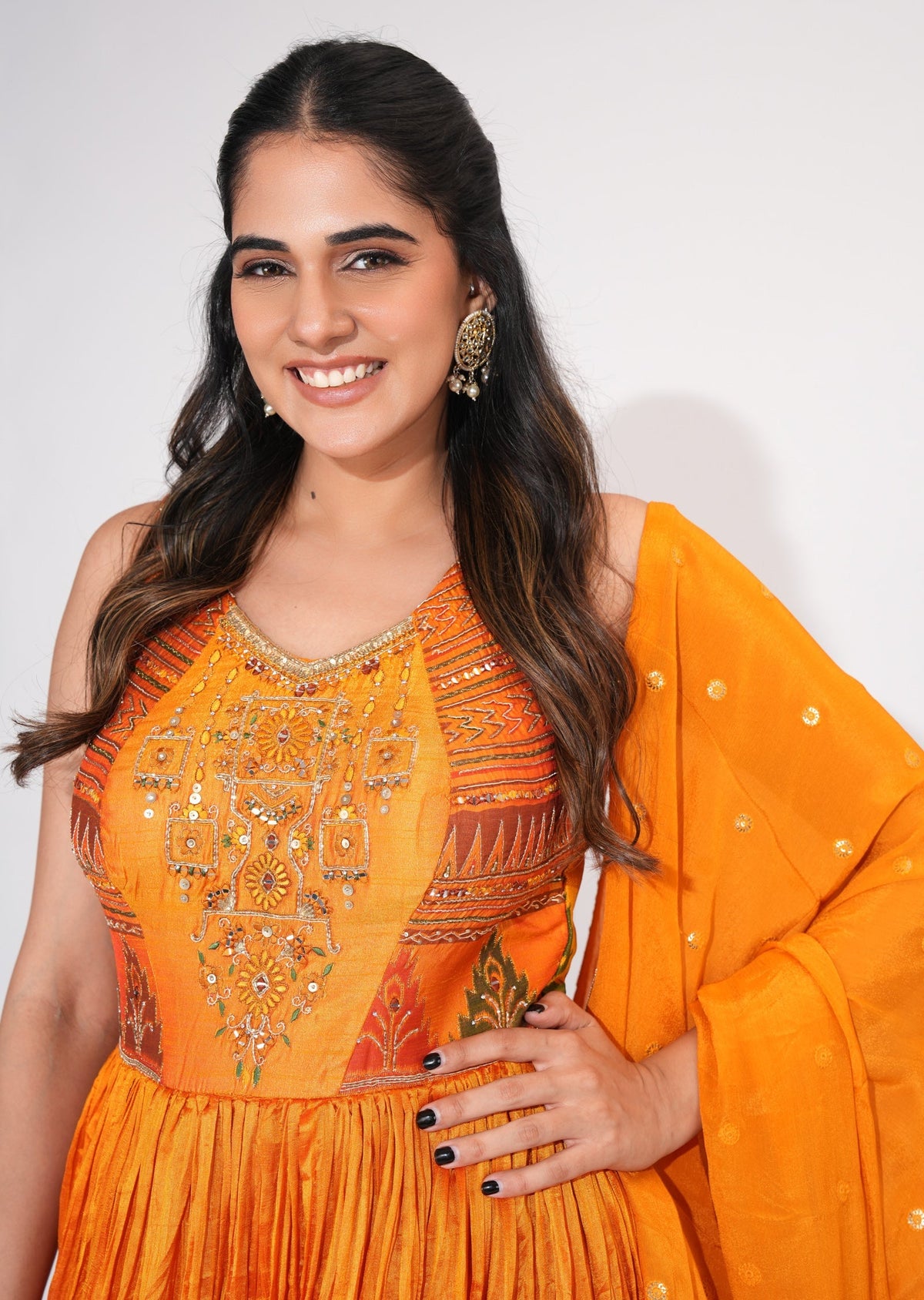 Orange Silk Anarkali Suit
