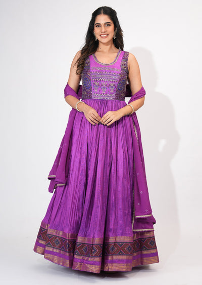 Purple Silk Anarkali Suit