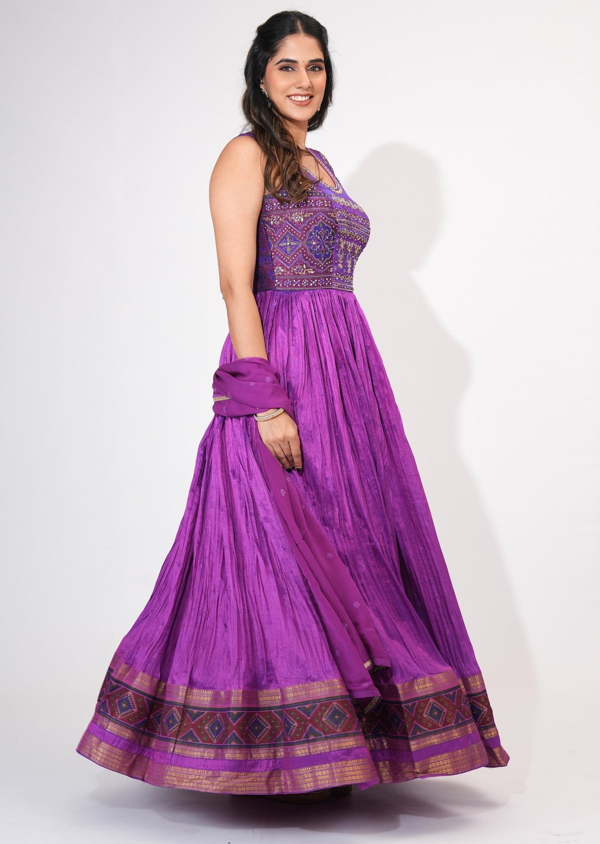 Purple Silk Anarkali Suit