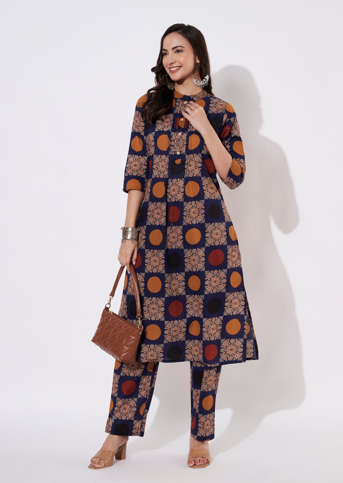 Navy Blue Cotton Kurti set