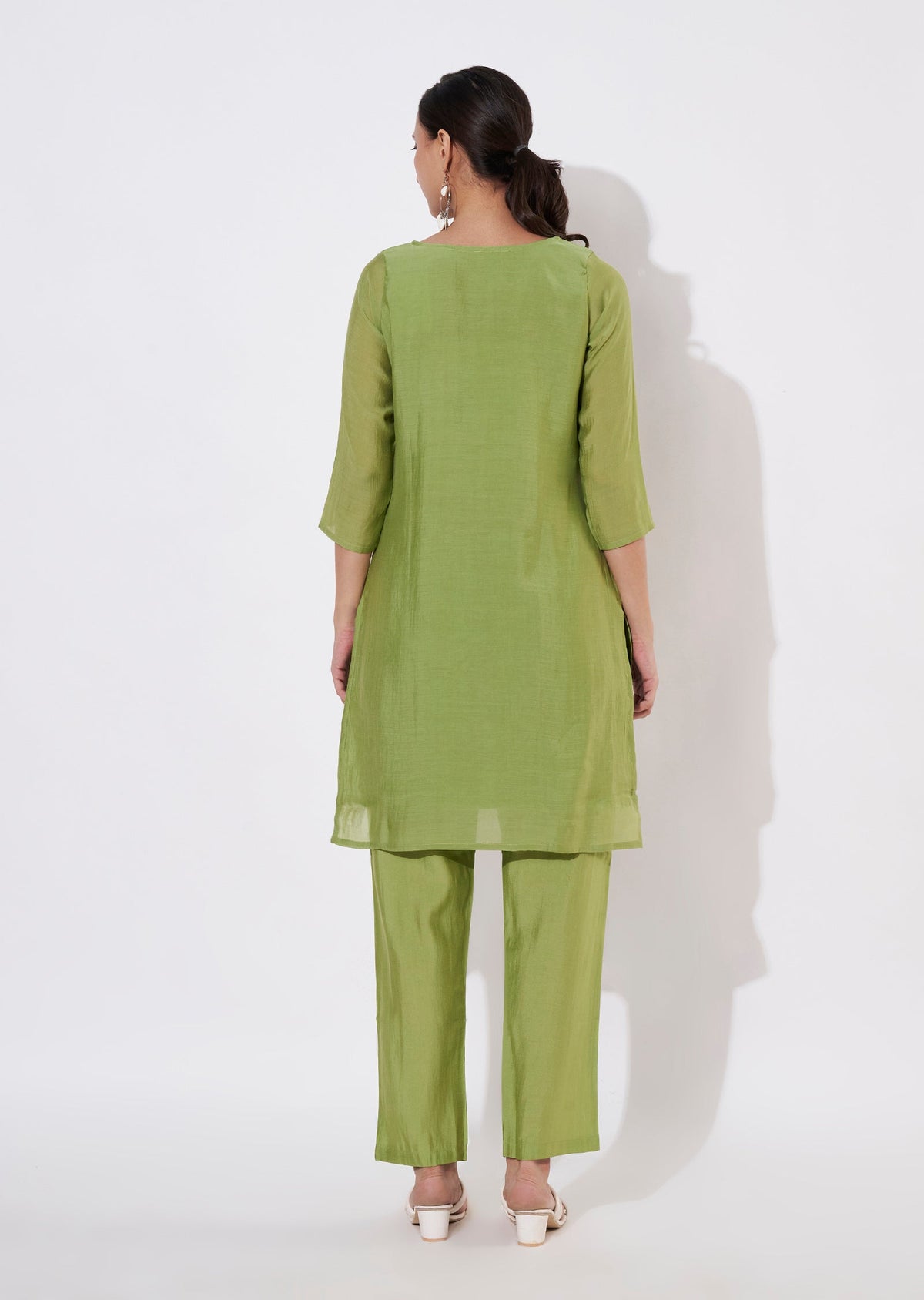 Parrot Green Muslin Kurti set