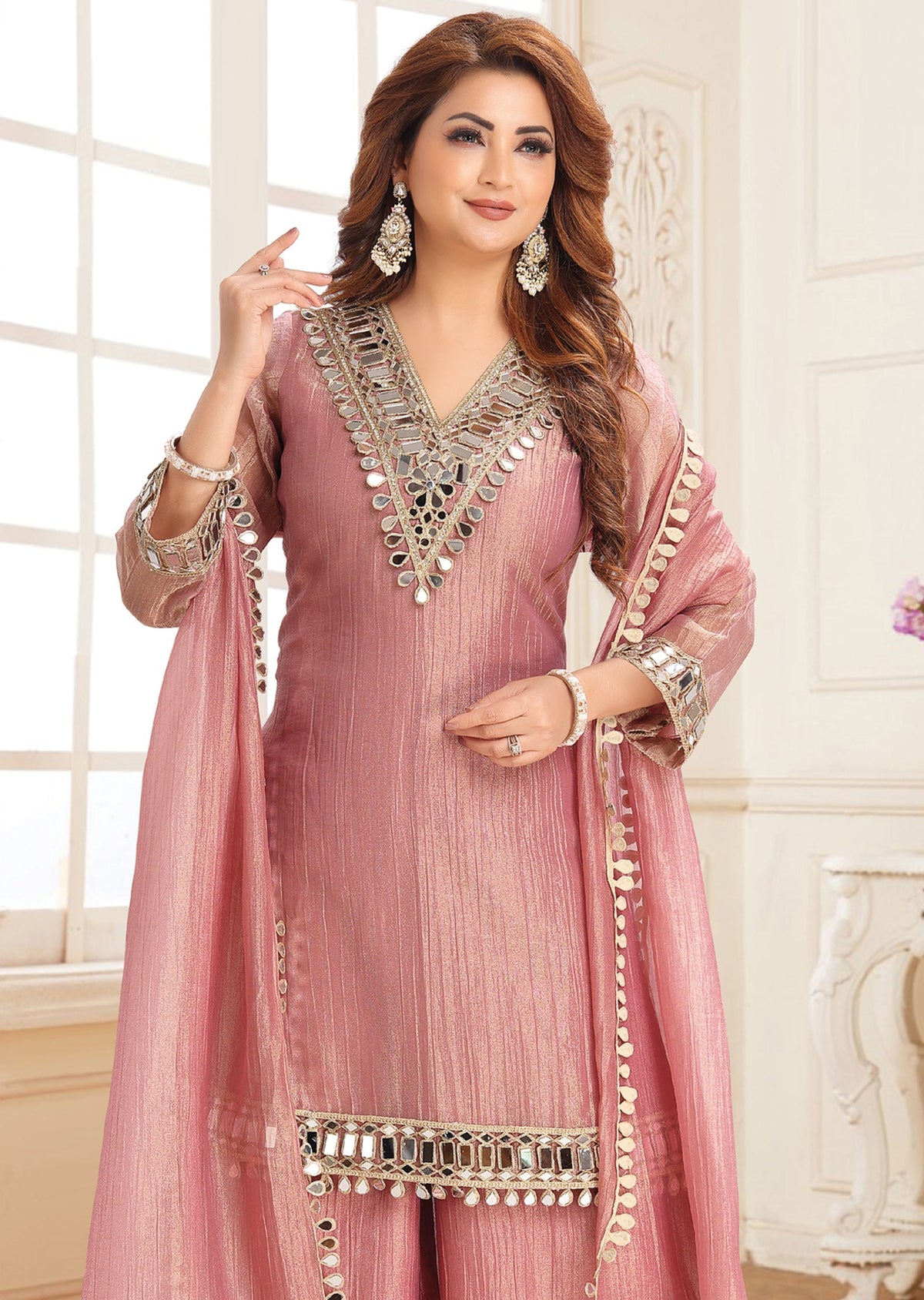 Peach Salsa Palazzo Set