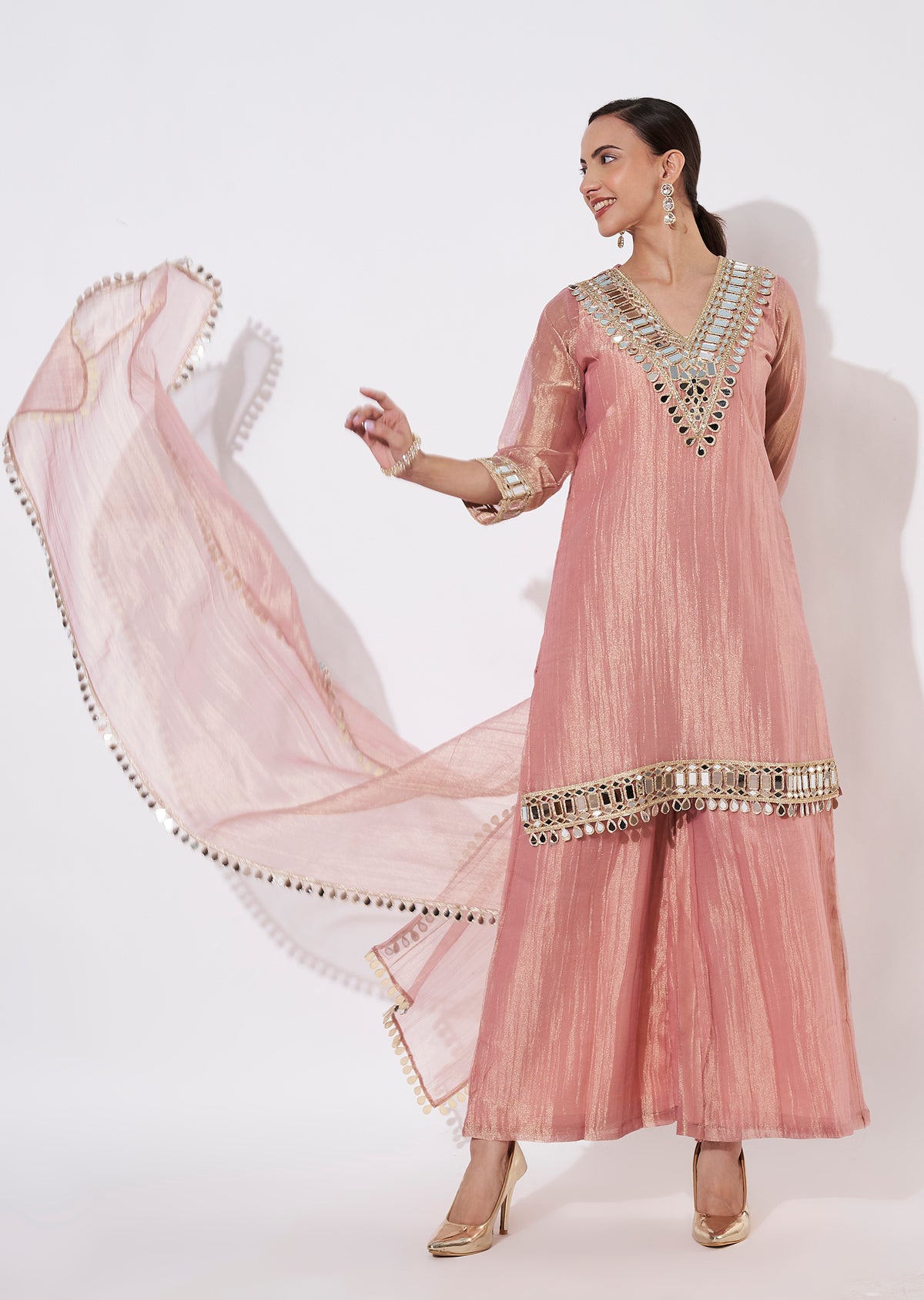 Peach Salsa Palazzo Set