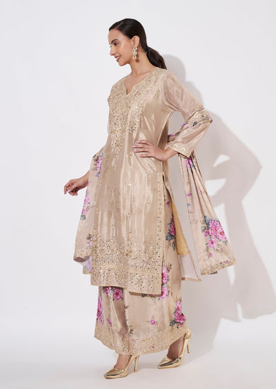 Dark Beige Chinnon Straight cut suit