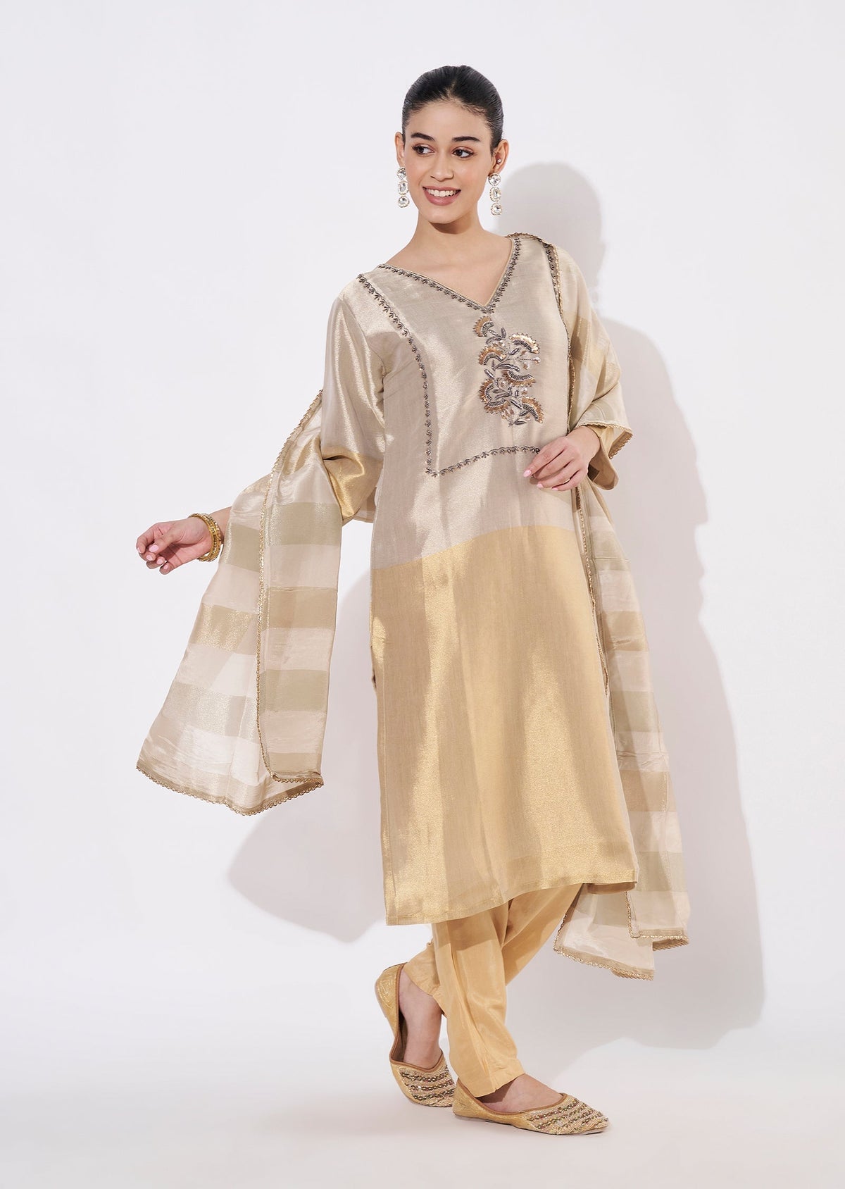 Gold Tissue Straight cut suit