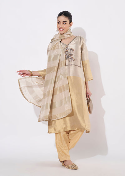 Gold Tissue Straight cut suit