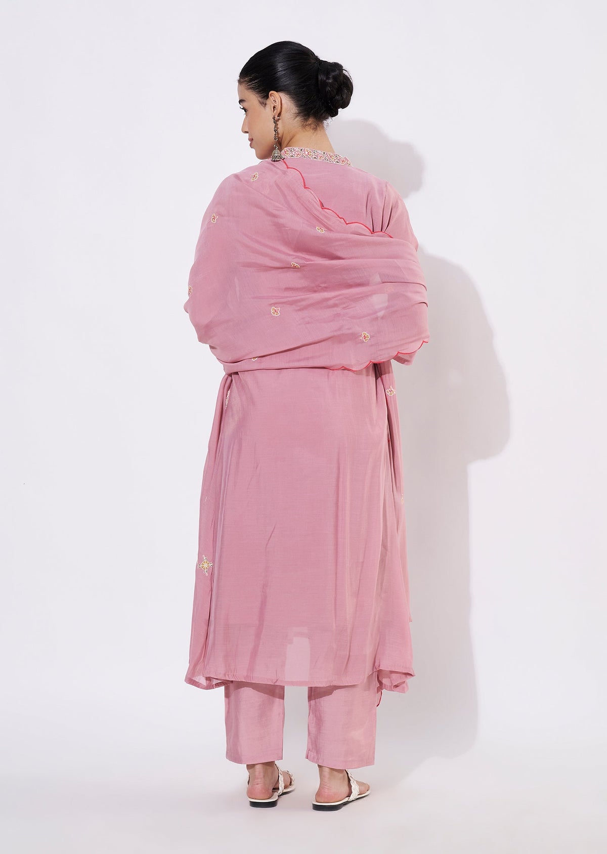 Onion Pink Mul Chanderi Anarkali Suit
