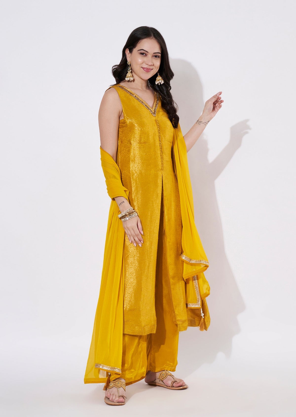 Mustard Silk Anarkali Suit