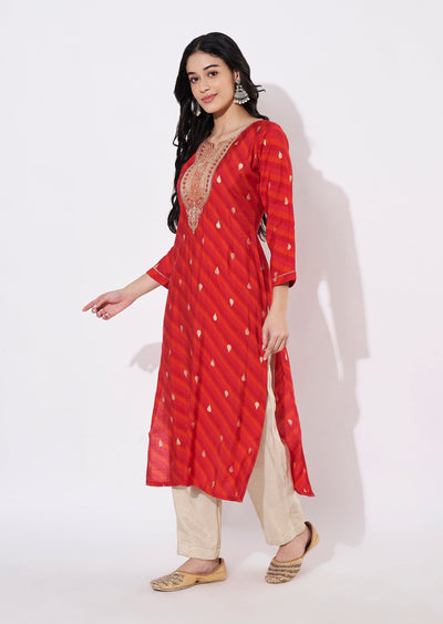 Rani Pink Muslin Straight cut Kurti