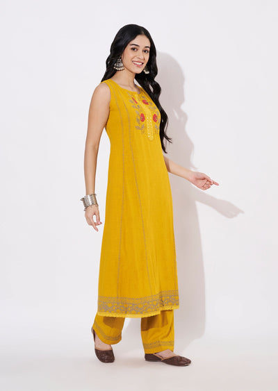 Mustard Gold Fusion wear kurti