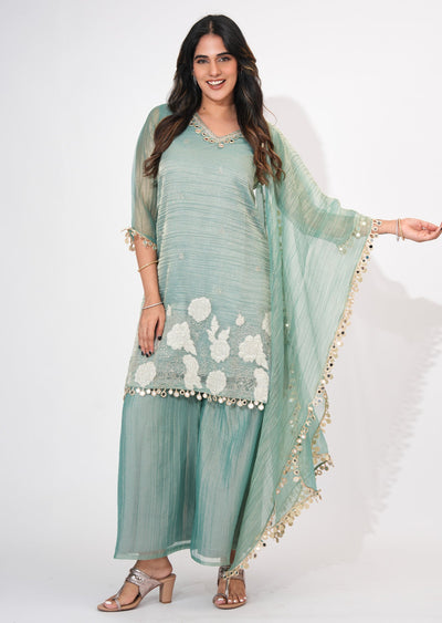 Dusty Green Salsa Sharara Set