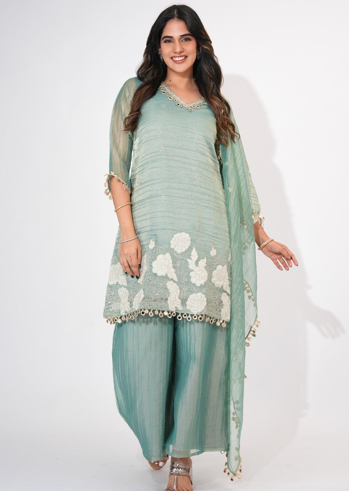 Dusty Green Salsa Sharara Set