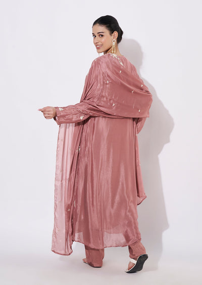 Onion Pink Silk Anarkali Suit