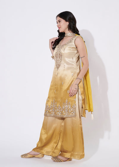 Yellow Tissue Sharara Set