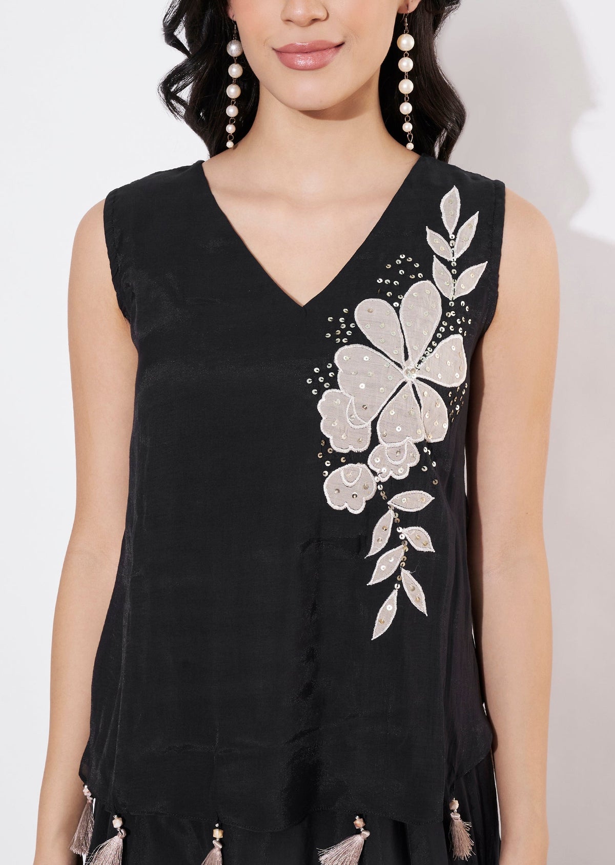 Black Mul Chanderi Long Kurti
