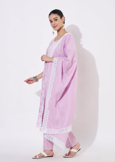 Lavender Cotton Straight cut suit