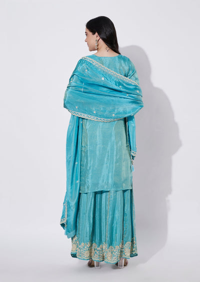 Light Blue Tissue Sharara Set