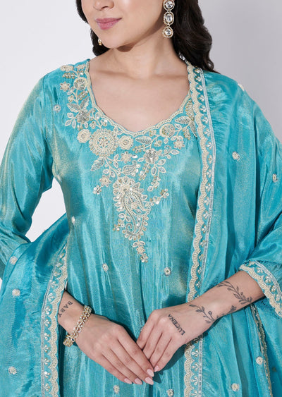 Light Blue Tissue Sharara Set