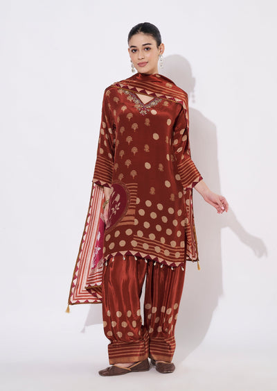Rust Crepe Straight cut suit
