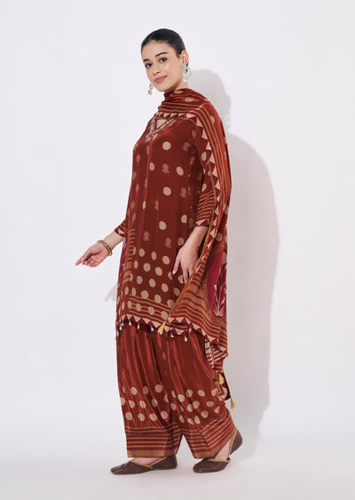 Rust Crepe Straight cut suit