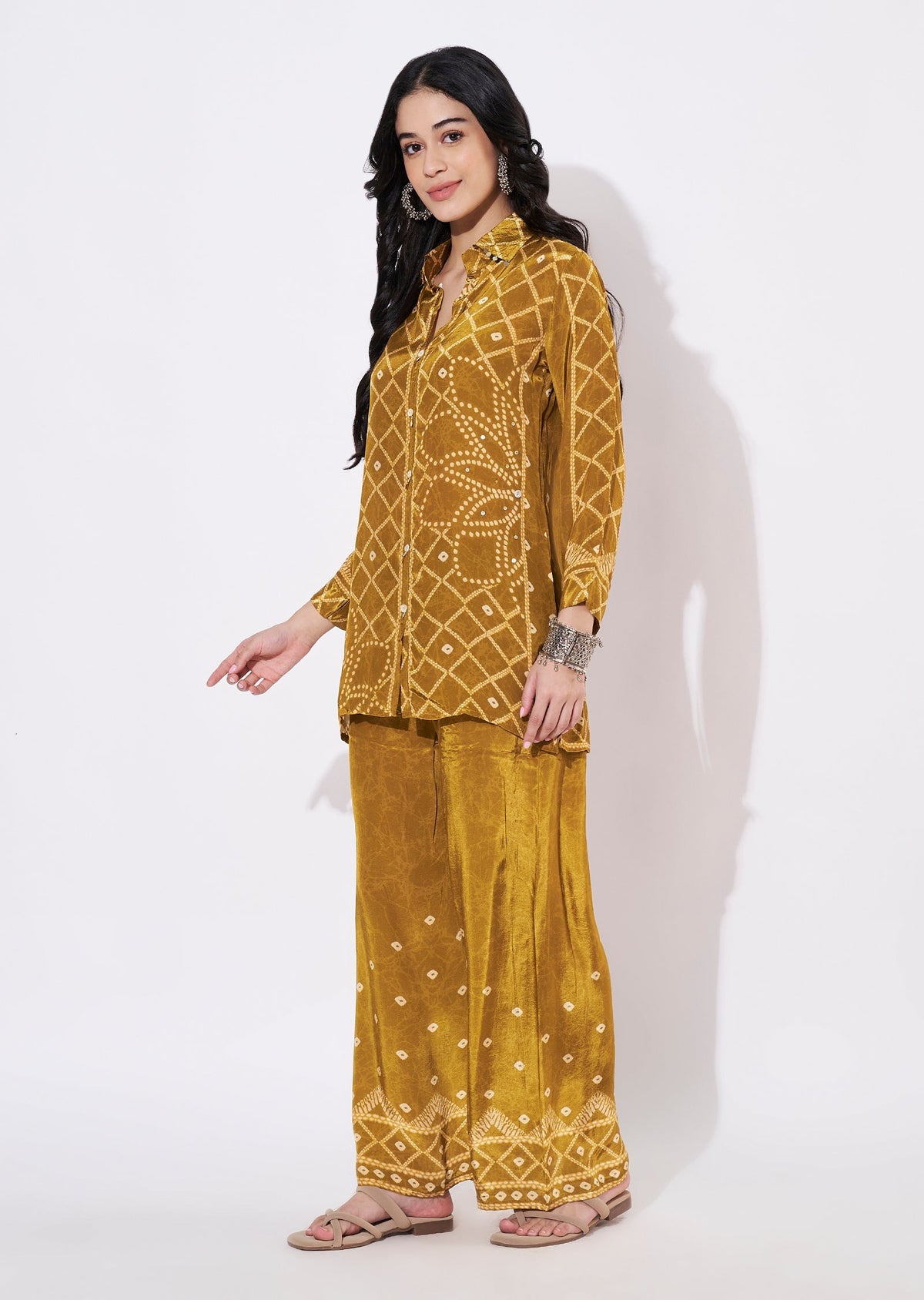 Dark Mustard Crepe Fusion wear kurti