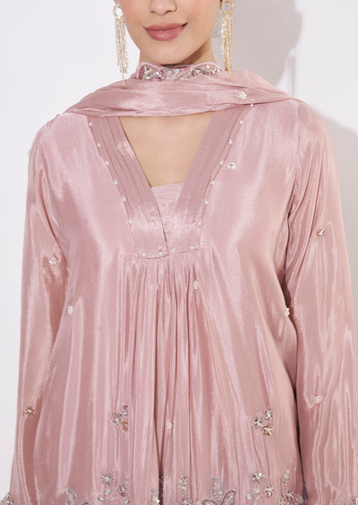Onion Pink Chinnon Sharara Set