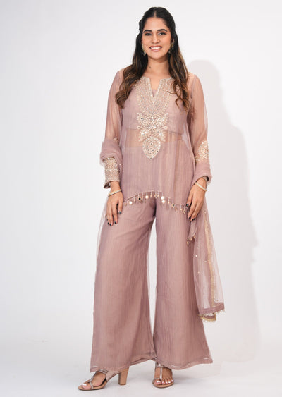 Onion Pink Salsa Sharara Set