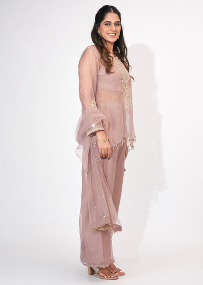 Onion Pink Salsa Sharara Set