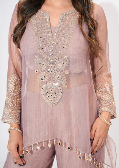Onion Pink Salsa Sharara Set