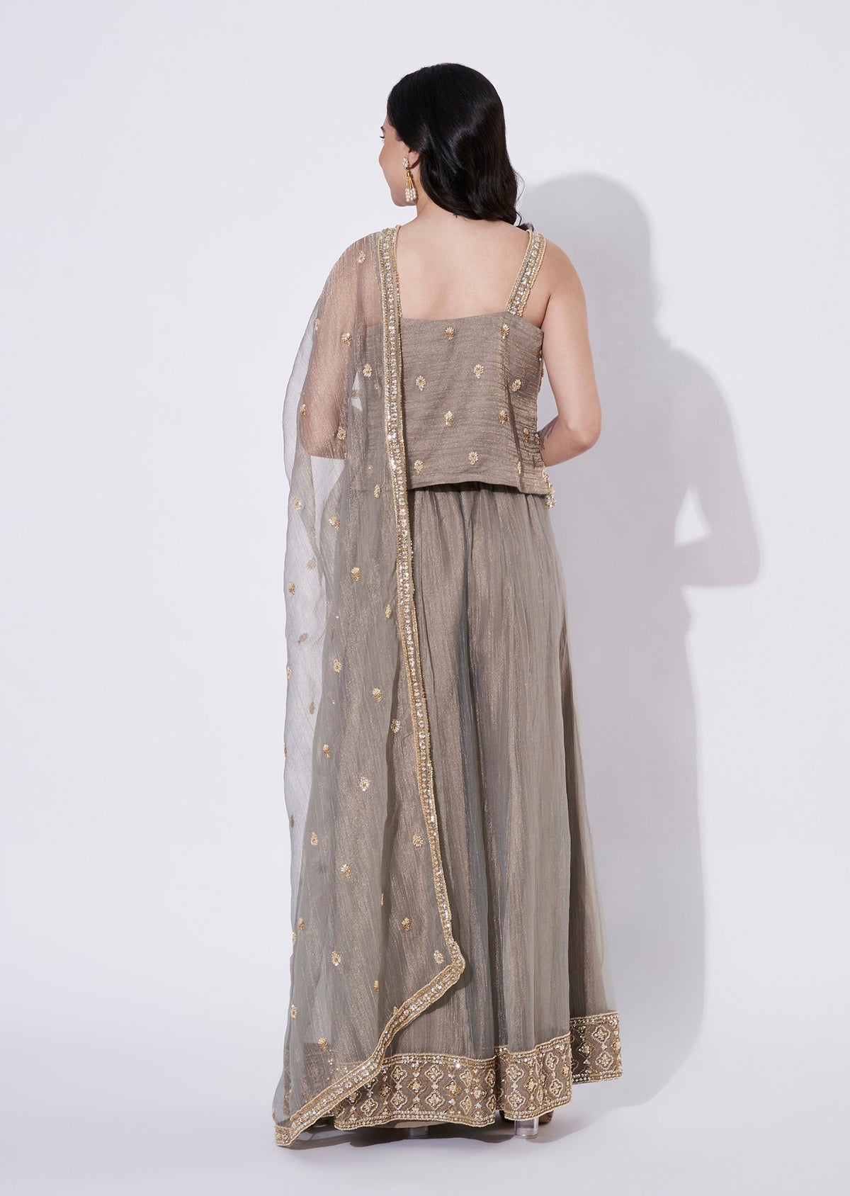 Grey Tissue Sharara Set