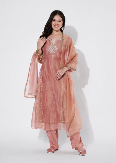 Peach Salsa Anarkali Suit