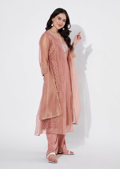 Peach Salsa Anarkali Suit