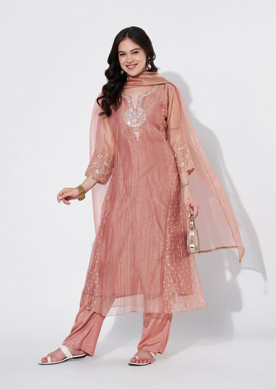 Peach Salsa Anarkali Suit