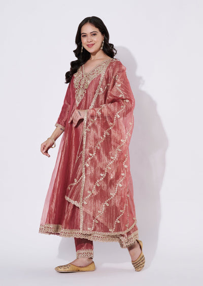 Onion Pink Salsa Anarkali Suit
