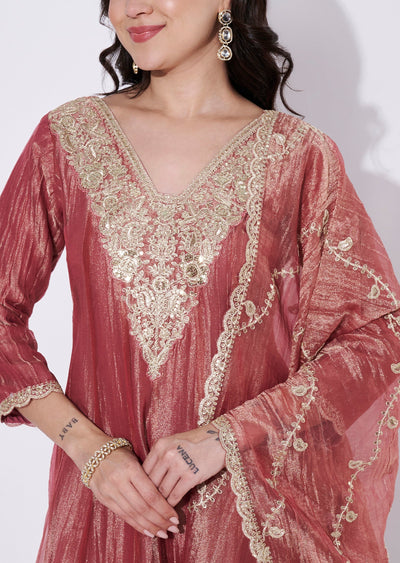 Onion Pink Salsa Anarkali Suit