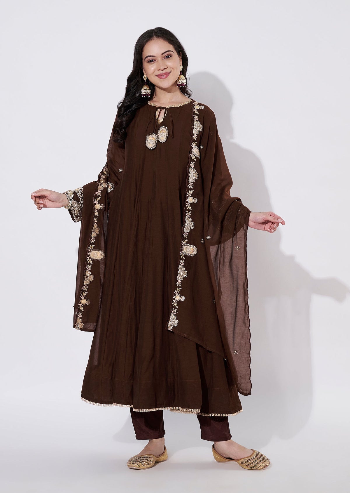 Brown Silk Anarkali Suit
