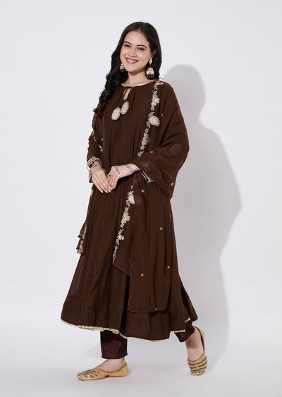 Brown Silk Anarkali Suit