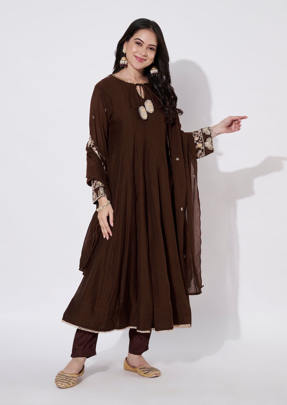 Brown Silk Anarkali Suit