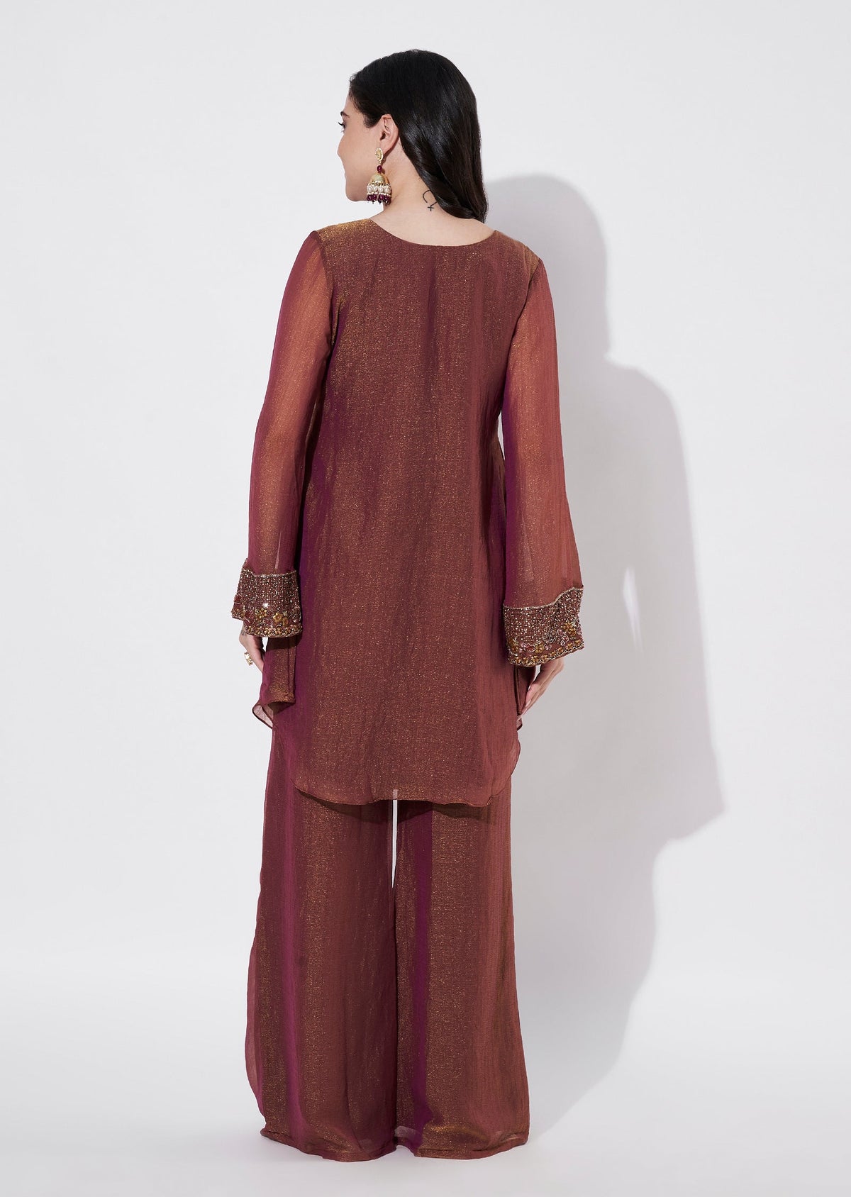 Brown Tissue Sharara Set