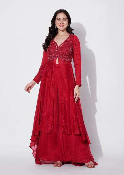 Pink Chinnon Anarkali Suit