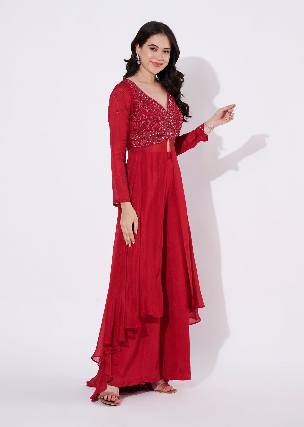 Pink Chinnon Anarkali Suit