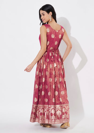 Magenta Banaras Long Kurti