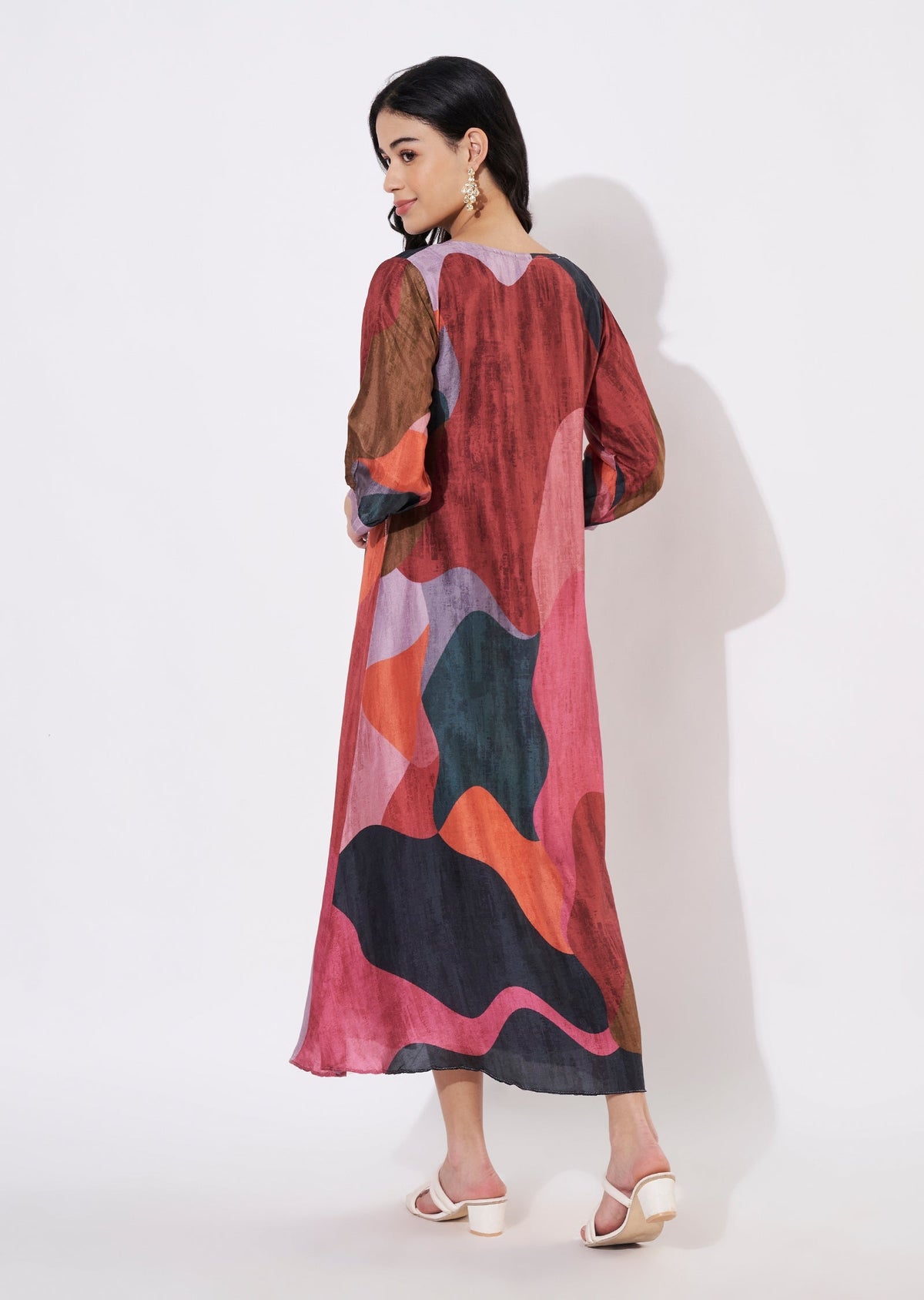 Multi Dola Silk Frock style kurti