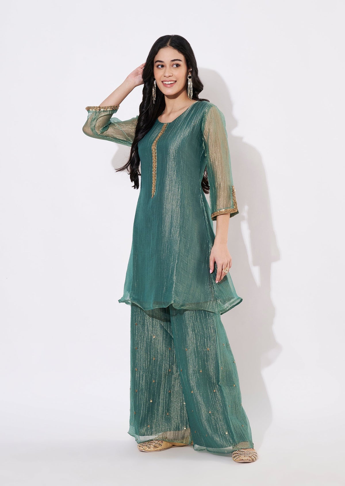 Green Salsa Fusion wear kurti
