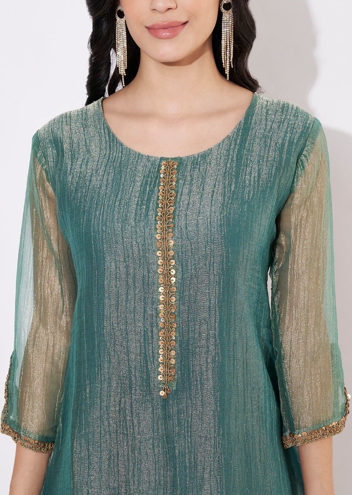 Green Salsa Fusion wear kurti
