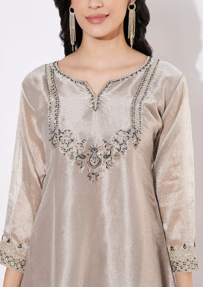 Light Grey Tissue Fusion wear kurti