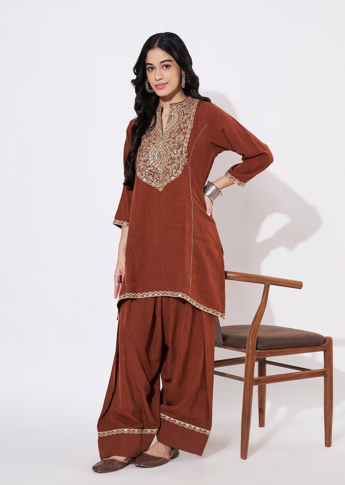 Dark Rust Polynesian Fusion wear kurti
